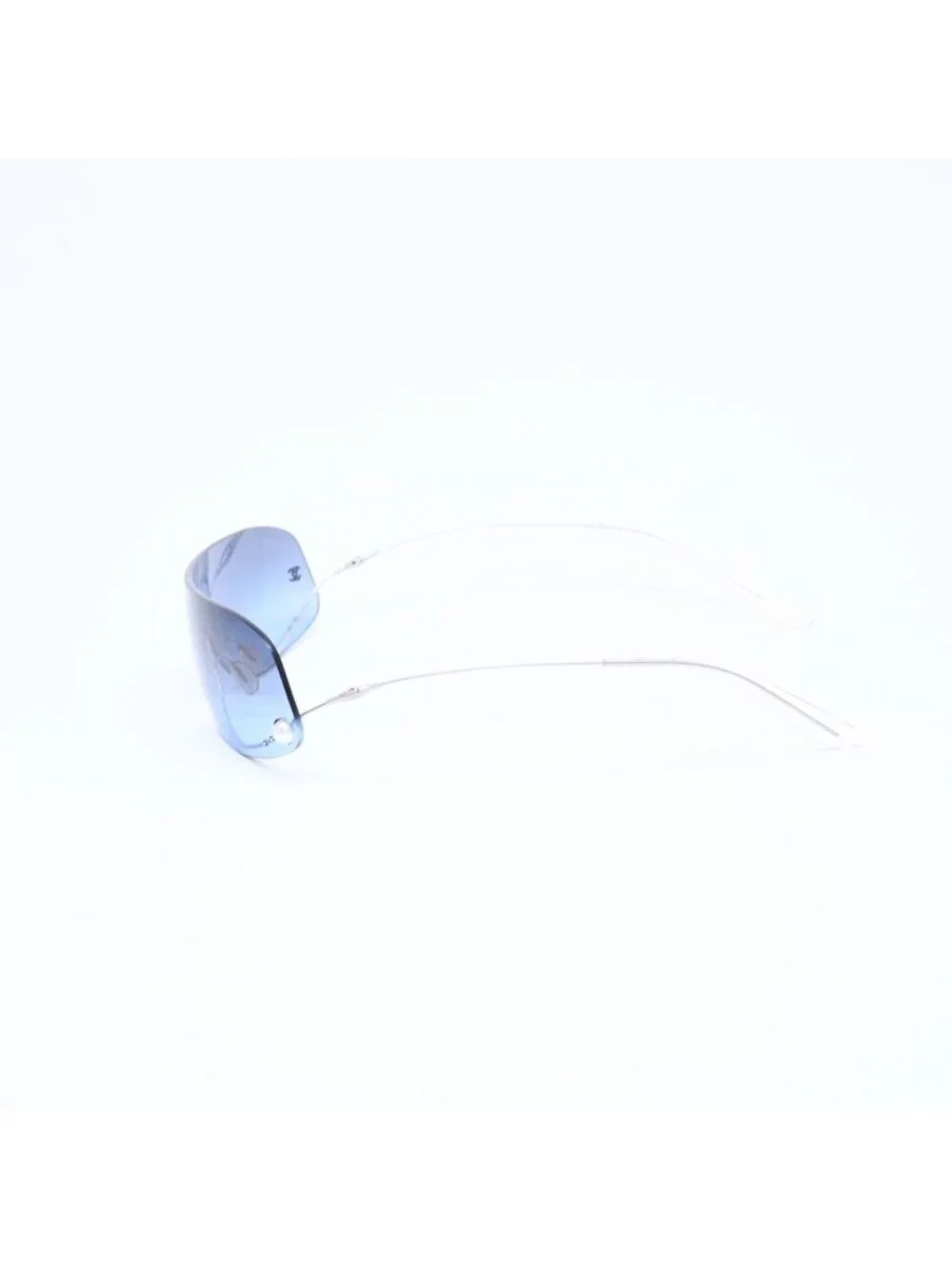 Chanel Shield Sunglasses Eyewear 125 CC Logo Faux Pearl Blue